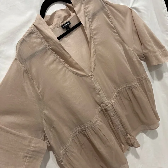 Torrid Size 5 Boho Gauzy Cotton Peasant Top Tassel Detail Relaxed Fit Milkmaid - Picture 3 of 14